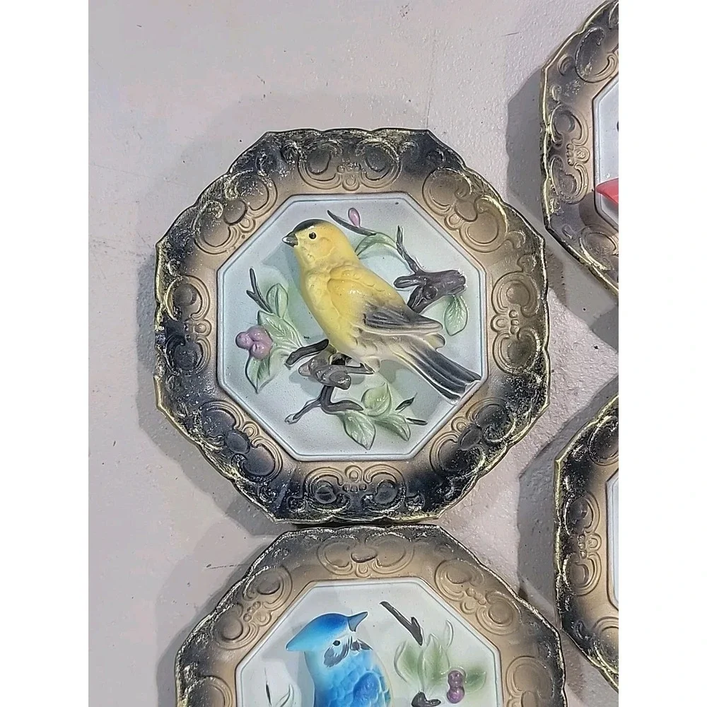Vintage 3D JAPAN Set of Songbirds 6 1/2